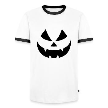 Halloween Kürbisgesicht - Männer Kontrast-T-Shirt - Weiß/Schwarz - Vorne - AI Model Female 172 light (172cm) & AI Model Male 178 dark (178cm)