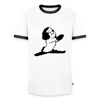 Havanais offre un cadeau aux amateurs de yoga yoga - T-shirt contrasté Homme - blanc/noir - Devant - AI Model Female 172 light (172cm) & AI Model Male 178 dark (178cm)