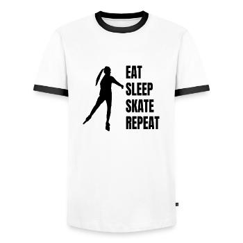 Roller Skate Inline Gift Patin à roues alignées Skate - T-shirt contrasté Homme - blanc/noir - Devant - AI Model Female 172 light (172cm) & AI Model Male 178 dark (178cm)