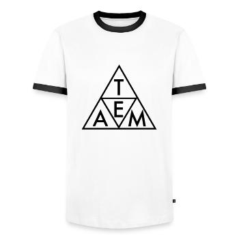 Équipe - T-shirt contrasté Homme - blanc/noir - Devant - AI Model Female 172 light (172cm) & AI Model Male 178 dark (178cm)