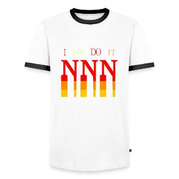 NNN (NoNutsNovember) Challenge - Männer Kontrast-T-Shirt - Weiß/Schwarz - Vorne - AI Model Female 172 light (172cm) & AI Model Male 178 dark (178cm)