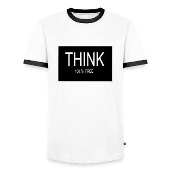PENSEZ 100% GRATUIT - T-shirt contrasté Homme - blanc/noir - Devant - AI Model Female 172 light (172cm) & AI Model Male 178 dark (178cm)
