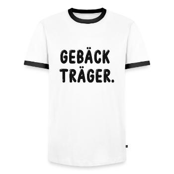 Gebäck Träger Gebäckträger - Männer Kontrast-T-Shirt - Weiß/Schwarz - Vorne - AI Model Female 172 light (172cm) & AI Model Male 178 dark (178cm)