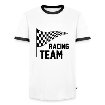Racing Team - Men's Ringer Shirt - white/black - Front - AI Model Female 172 light (172cm) & AI Model Male 178 dark (178cm)