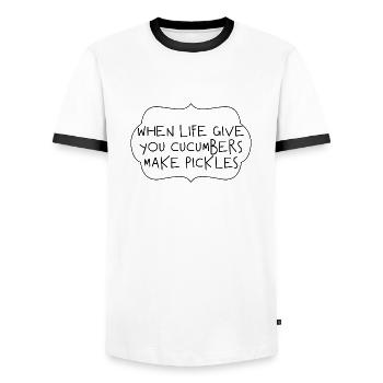 When Life Gives You Cucumbers, Make Pickles 3 - Männer Kontrast-T-Shirt - Weiß/Schwarz - Vorne - AI Model Female 172 light (172cm) & AI Model Male 178 dark (178cm)