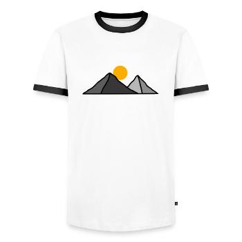 Mountain peaks under the sun - Men's Ringer Shirt - white/black - Front - AI Model Female 172 light (172cm) & AI Model Male 178 dark (178cm)