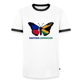 Haiti Haitianer Jamaika Kombination I Geschenk - Männer Kontrast-T-Shirt - Weiß/Schwarz - Vorne - AI Model Female 172 light (172cm) & AI Model Male 178 dark (178cm)