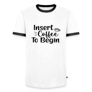 Insert Coffee To Begin - Männer Kontrast-T-Shirt - Weiß/Schwarz - Vorne - AI Model Female 172 light (172cm) & AI Model Male 178 dark (178cm)