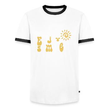 Enjoy Summer - Men's Ringer Shirt - white/black - Front - AI Model Female 172 light (172cm) & AI Model Male 178 dark (178cm)
