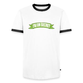 J'ai un secret Grand père - Grandfather - T-shirt contrasté Homme - blanc/noir - Devant - AI Model Female 172 light (172cm) & AI Model Male 178 dark (178cm)