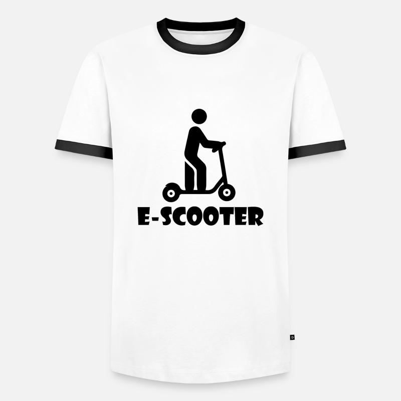 Roller Scooter E-Scooter - Männer Kontrast-T-Shirt - Weiß/Schwarz