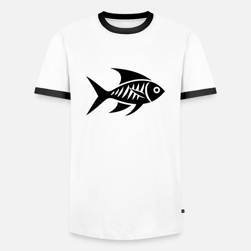 Fisch - Männer Kontrast-T-Shirt - Weiß/Schwarz