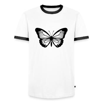 Butterfly - Men's Ringer Shirt - white/black - Front - AI Model Female 172 light (172cm) & AI Model Male 178 dark (178cm)