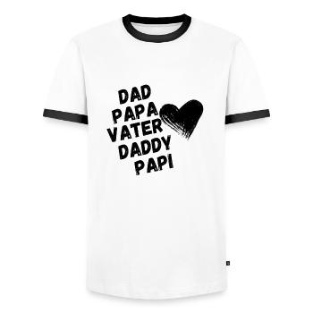 Dad, Dad, Father - Father's Day Gift - Men's Ringer Shirt - white/black - Front - AI Model Female 172 light (172cm) & AI Model Male 178 dark (178cm)