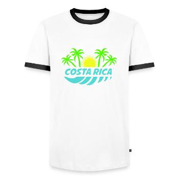 Costa Rica - T-shirt contrasté Homme - blanc/noir - Devant - AI Model Female 172 light (172cm) & AI Model Male 178 dark (178cm)
