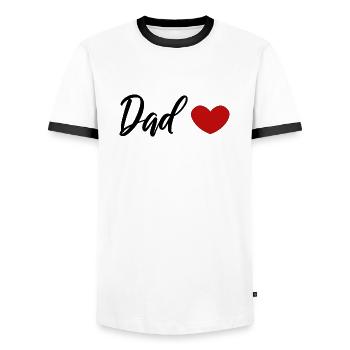 Inscription DAD pour les cadeaux du Père avec le cœur rouge - T-shirt contrasté Homme - blanc/noir - Devant - AI Model Female 172 light (172cm) & AI Model Male 178 dark (178cm)