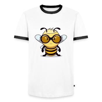 Liko l'abeille - T-shirt contrasté Homme - blanc/noir - Devant - AI Model Female 172 light (172cm) & AI Model Male 178 dark (178cm)