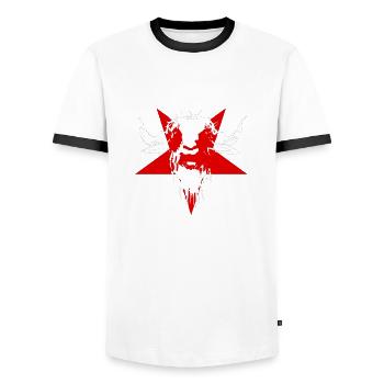 Die heilige Ziege - Männer Kontrast-T-Shirt - Weiß/Schwarz - Vorne - AI Model Female 172 light (172cm) & AI Model Male 178 dark (178cm)