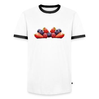 Strawberry, Blueberry, Fruit - Men's Ringer Shirt - white/black - Front - AI Model Female 172 light (172cm) & AI Model Male 178 dark (178cm)