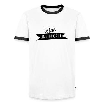 Total unterhopft - Männer Kontrast-T-Shirt - Weiß/Schwarz - Vorne - AI Model Female 172 light (172cm) & AI Model Male 178 dark (178cm)