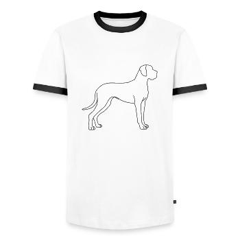 Grand Danois Lineart 1 - T-shirt contrasté Homme - blanc/noir - Devant - AI Model Female 172 light (172cm) & AI Model Male 178 dark (178cm)