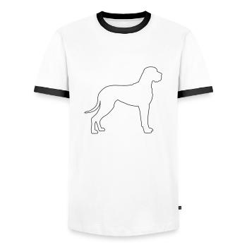 Contours des grands danois 1 - T-shirt contrasté Homme - blanc/noir - Devant - AI Model Female 172 light (172cm) & AI Model Male 178 dark (178cm)