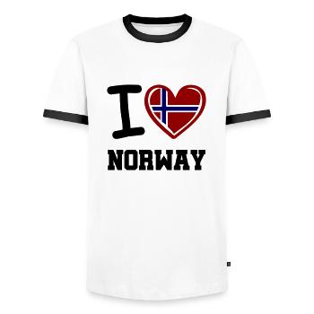 I love norway - Men's Ringer Shirt - white/black - Front - AI Model Female 172 light (172cm) & AI Model Male 178 dark (178cm)