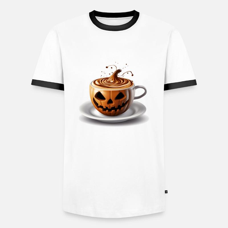 Halloween Kaffeetasse Süßes oder Saures - Männer Kontrast-T-Shirt - Weiß/Schwarz
