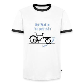 Lastenfahrrad Albtraum, Cargobike, e-bike - Männer Kontrast-T-Shirt - Weiß/Schwarz - Vorne - AI Model Female 172 light (172cm) & AI Model Male 178 dark (178cm)