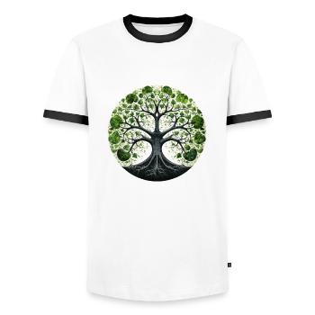 Tree of Life Spiritual Tree of Life Yggdrasil - Men's Ringer Shirt - white/black - Front - AI Model Female 172 light (172cm) & AI Model Male 178 dark (178cm)