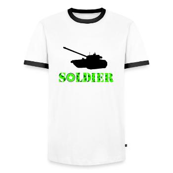Tank Soldier - Men's Ringer Shirt - white/black - Front - AI Model Female 172 light (172cm) & AI Model Male 178 dark (178cm)