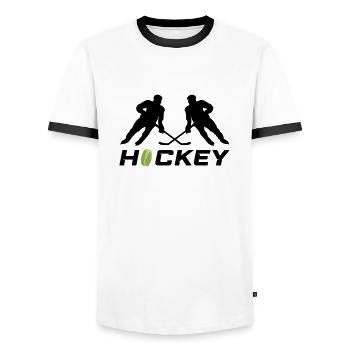 hockey - Männer Kontrast-T-Shirt - Weiß/Schwarz - Vorne - AI Model Female 172 light (172cm) & AI Model Male 178 dark (178cm)