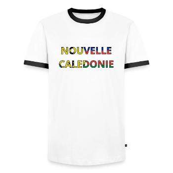 Drapeau Nouvelle-Calédonie - T-shirt contrasté Homme - blanc/noir - Devant - AI Model Female 172 light (172cm) & AI Model Male 178 dark (178cm)