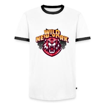 Wilder New Yorker Tiger - Männer Kontrast-T-Shirt - Weiß/Schwarz - Vorne - AI Model Female 172 light (172cm) & AI Model Male 178 dark (178cm)