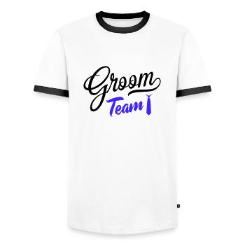 groom team - Men's Ringer Shirt - white/black - Front - AI Model Female 172 light (172cm) & AI Model Male 178 dark (178cm)