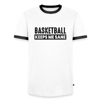 Basket-ball - T-shirt contrasté Homme - blanc/noir - Devant - AI Model Female 172 light (172cm) & AI Model Male 178 dark (178cm)