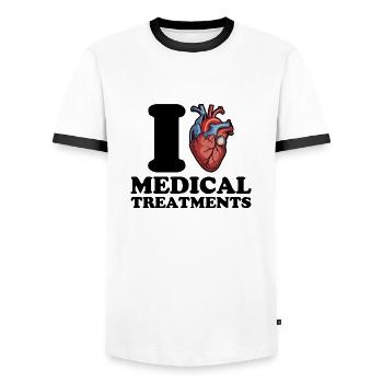 Ich liebe medizinische Behandlungen - Männer Kontrast-T-Shirt - Weiß/Schwarz - Vorne - AI Model Female 172 light (172cm) & AI Model Male 178 dark (178cm)