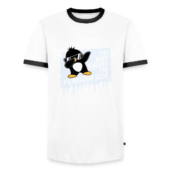 I'm Not Short I'm Penguin Size Dabbing Dab Dance - Männer Kontrast-T-Shirt - Weiß/Schwarz - Vorne - AI Model Female 172 light (172cm) & AI Model Male 178 dark (178cm)