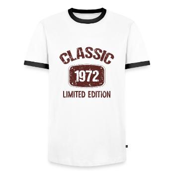 Jahrgang 1972 Birthday Geburtstag Vintage Lustige - Männer Kontrast-T-Shirt - Weiß/Schwarz - Vorne - AI Model Female 172 light (172cm) & AI Model Male 178 dark (178cm)