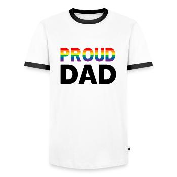 Proud Dad Pride - Men's Ringer Shirt - white/black - Front - AI Model Female 172 light (172cm) & AI Model Male 178 dark (178cm)