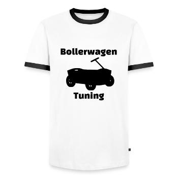 Bollerwagen Tunebar2 - Männer Kontrast-T-Shirt - Weiß/Schwarz - Vorne - AI Model Female 172 light (172cm) & AI Model Male 178 dark (178cm)