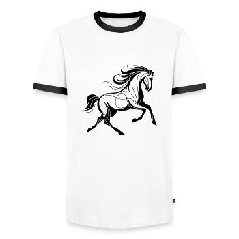 Cheval - T-shirt contrasté Homme - blanc/noir - Devant - AI Model Female 172 light (172cm) & AI Model Male 178 dark (178cm)