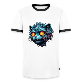 Cool Cat / Funny / Animal / Pet / Crazy - Men's Ringer Shirt - white/black - Front - AI Model Female 172 light (172cm) & AI Model Male 178 dark (178cm)