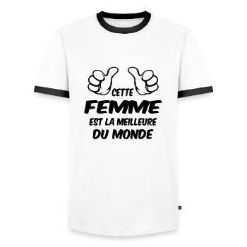 MEILLEURE FEMME DU MONDE - T-shirt contrasté Homme - blanc/noir - Devant - AI Model Female 172 light (172cm) & AI Model Male 178 dark (178cm)