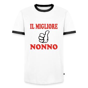 IL MIGLIORE NONNO - T-shirt contrasté Homme - blanc/noir - Devant - AI Model Female 172 light (172cm) & AI Model Male 178 dark (178cm)