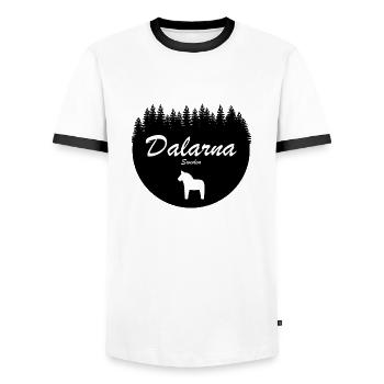 Dalécarlie Dala Cheval Suède Vacances Autocollant Nord - T-shirt contrasté Homme - blanc/noir - Devant - AI Model Female 172 light (172cm) & AI Model Male 178 dark (178cm)