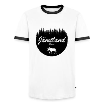 Jämtland Schweden Aufkleber Urlaub Elch Norden - Männer Kontrast-T-Shirt - Weiß/Schwarz - Vorne - AI Model Female 172 light (172cm) & AI Model Male 178 dark (178cm)