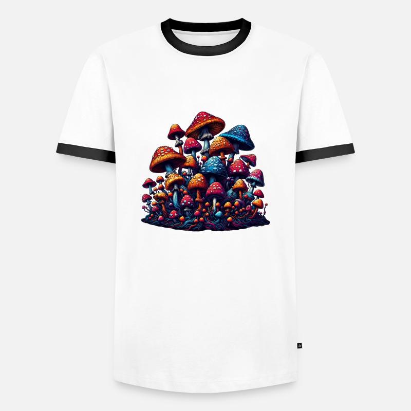 Psychedelic Mushroom Magic - Männer Kontrast-T-Shirt - Weiß/Schwarz