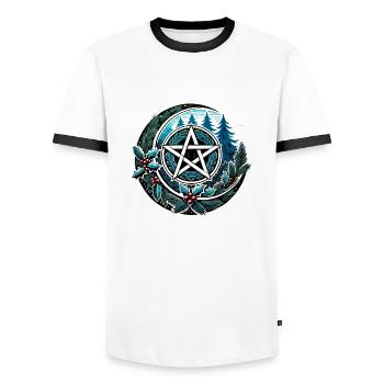 Jul-Pentakel - Männer Kontrast-T-Shirt - Weiß/Schwarz - Vorne - AI Model Female 172 light (172cm) & AI Model Male 178 dark (178cm)