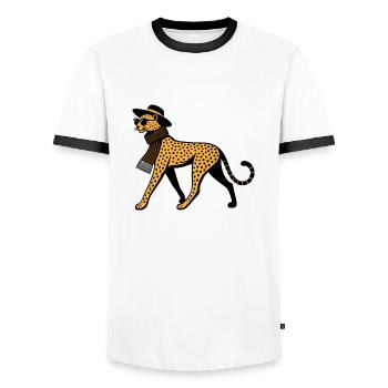 Leopard chic - Men's Ringer Shirt - white/black - Front - AI Model Female 172 light (172cm) & AI Model Male 178 dark (178cm)